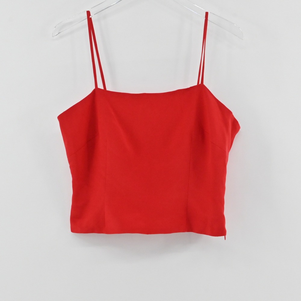 Hugo Buscati Silk Cami Top Womens Size 12 Red Spaghetti Strap Vintage 90s Siren
